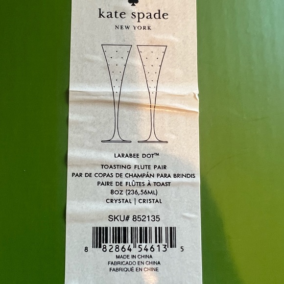 Vintage 💚 💛 Kate Spade Lenox Larabee Dot 💚 💛Champagne Toasting Flute (2) 💚 - Picture 6 of 7